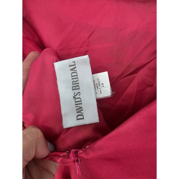David's Bridal Women's Sleeveless Round Neck Zip Pink Floor Length Dress Size 12 - Picture 4 of 4